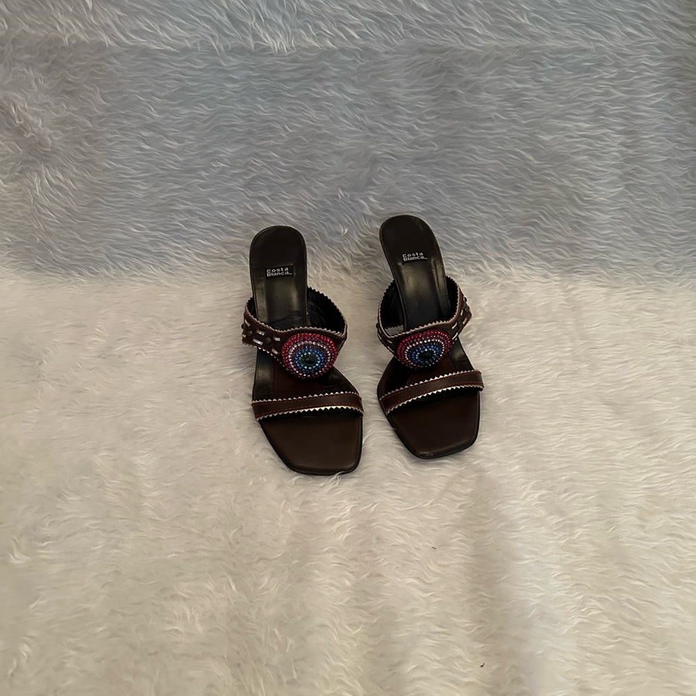 Costa Blanca Brown and Gold Sandals Modern Casual Design
